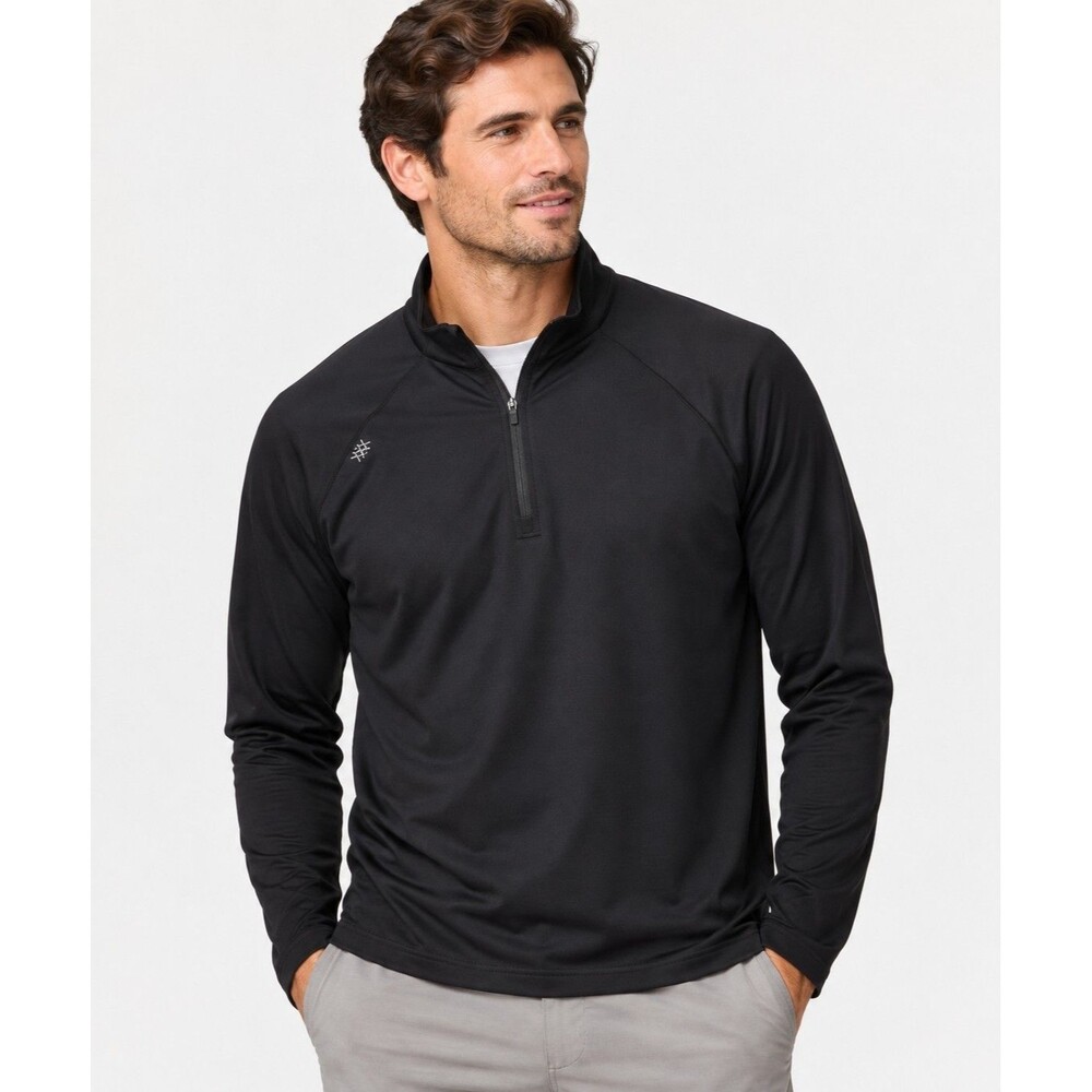 Rhone Men’s 1/4 Zip Pullover Shirt Black Performance Athletic Golf Size LPreppy